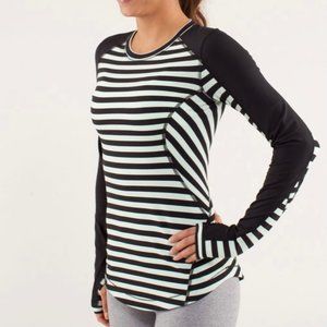 Lululemon Run Reflect Striped Long Sleeve with brushed fleece inside